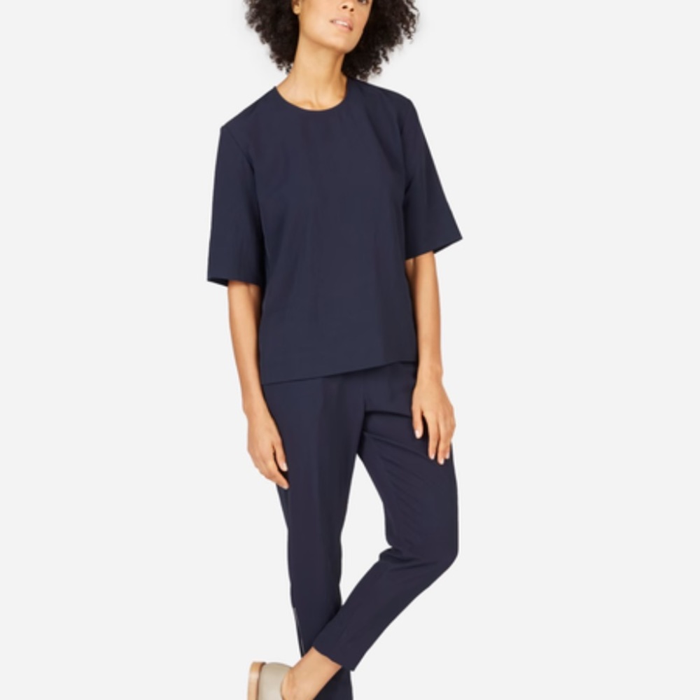 Everlane Black The Japanese Goweave Back-Zip Tee size 2